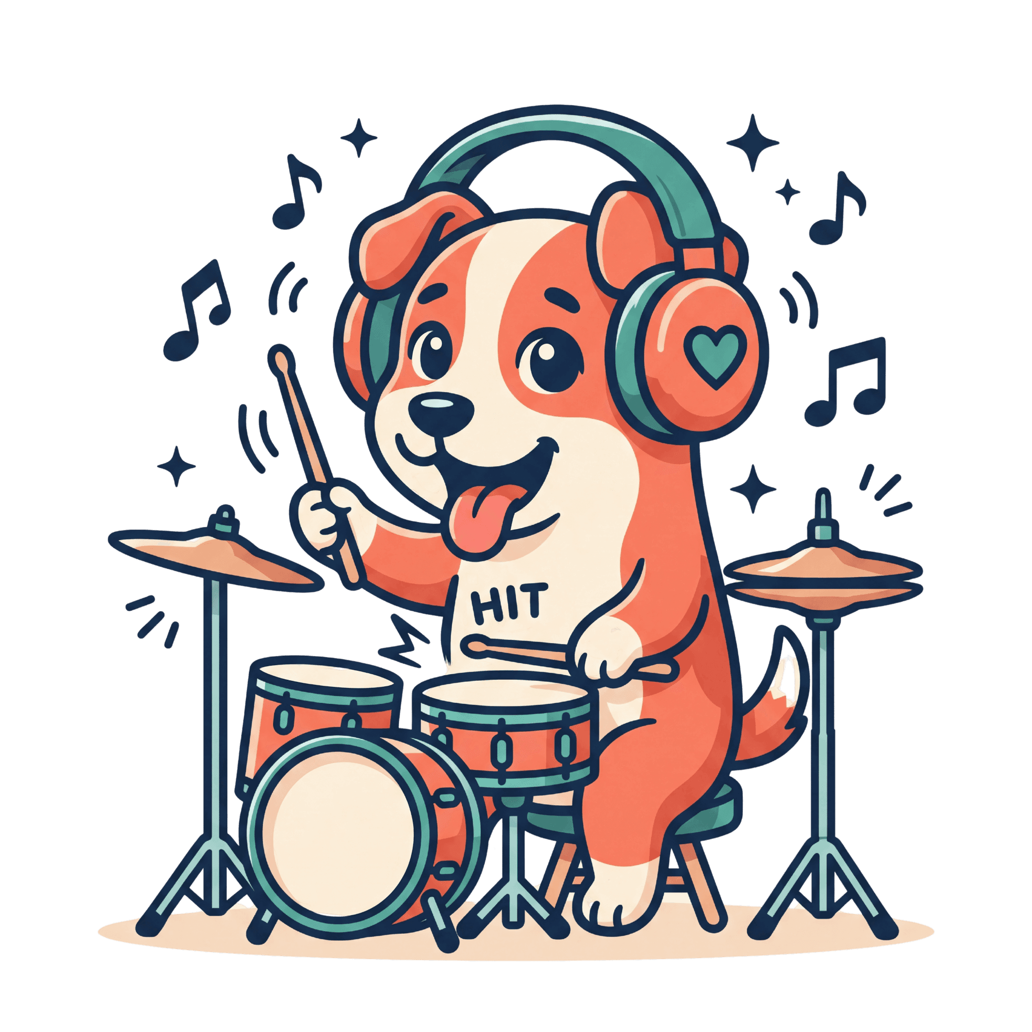 Dog playing drums
